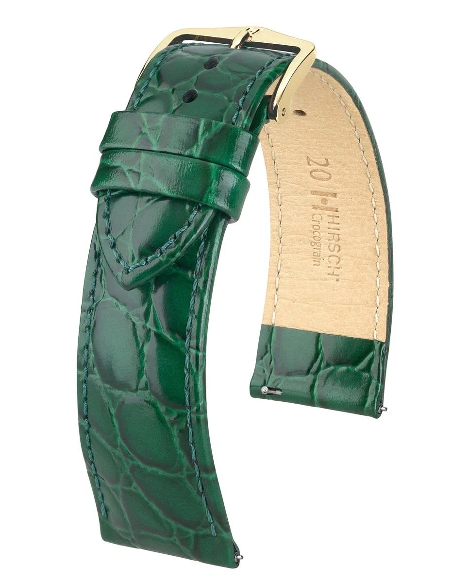 HIRSCH CROCOGRAIN M GREEN CALF 14/12MM
