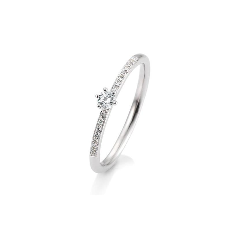 14 kt solitair ring 0.17c t H/Si