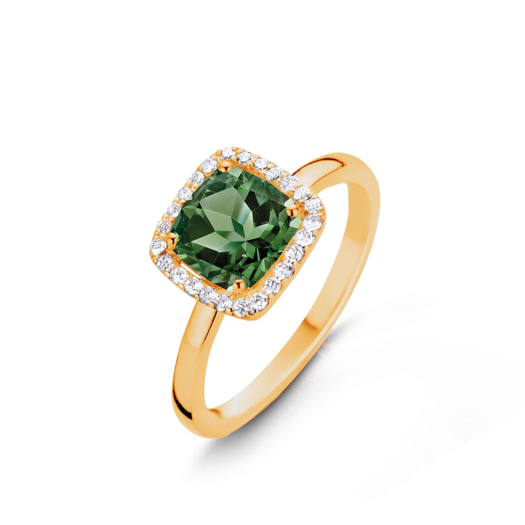 Etna Ring 18 kt Geelgoud met Groene Toer