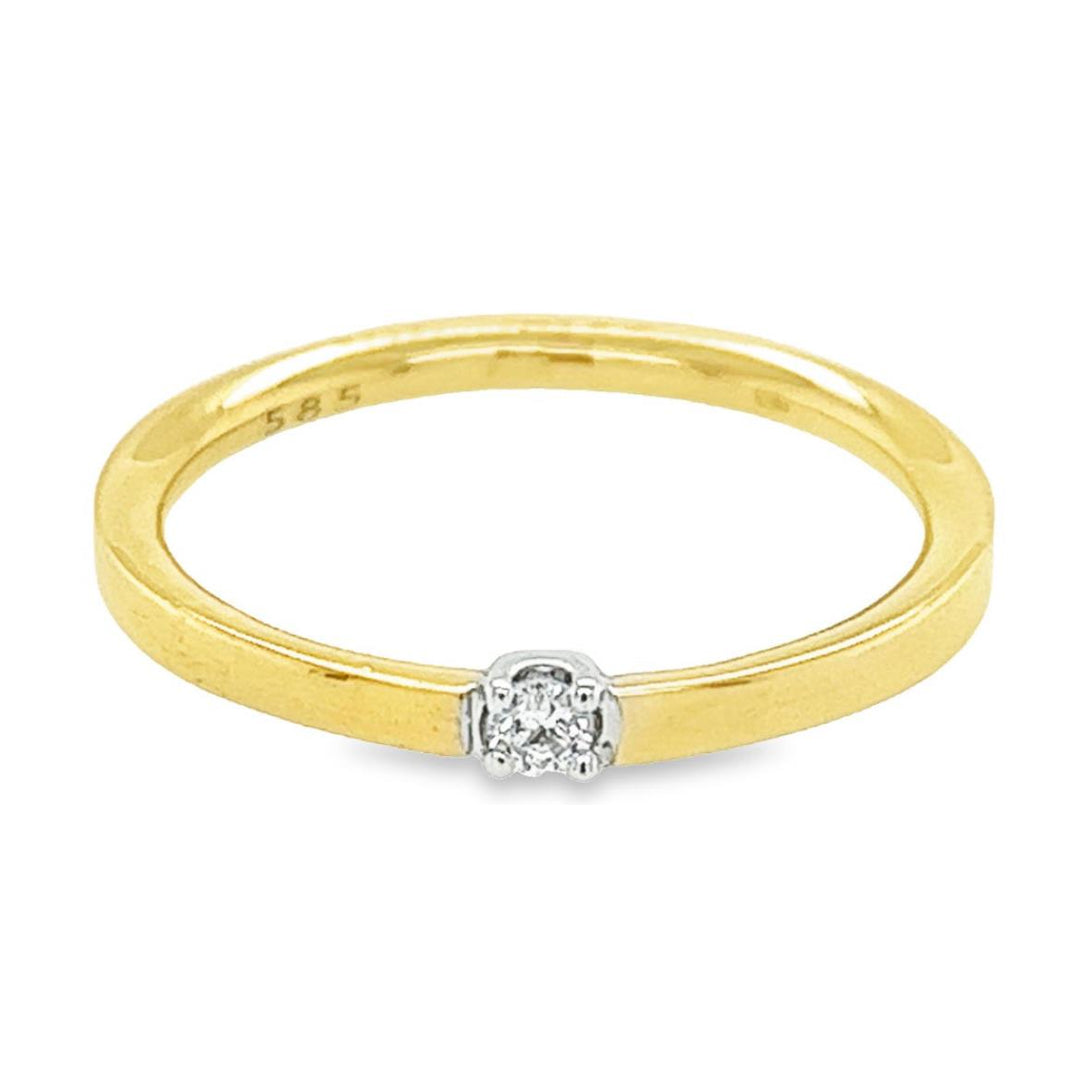 14 kt gdn Illusie Solitair met Diamant 0,05 karaat