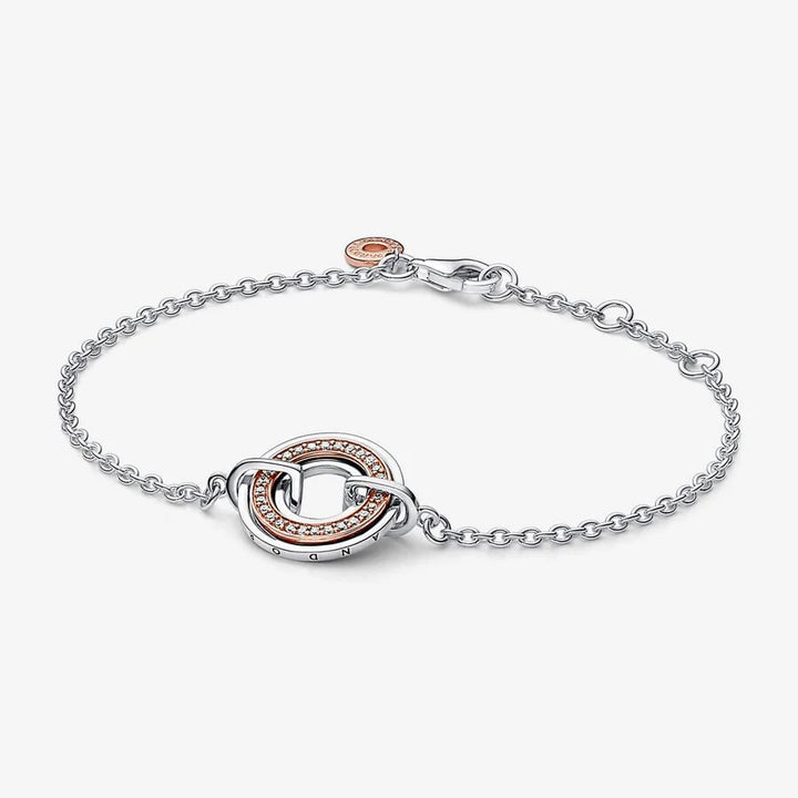 Pandora 14k rose gold-plated bracelet with clear zirkonia 582741C01-20
