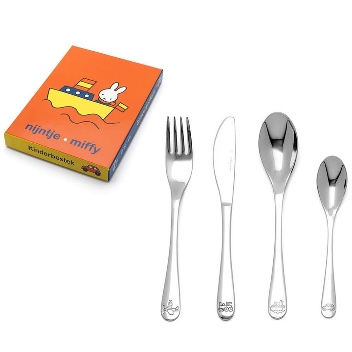 ZILVERSTAD 4255070 KINDERBESTEK NIJNTJE VOERTUIGEN 4-DELIG RV-STAAL ZILVERKLEURIG