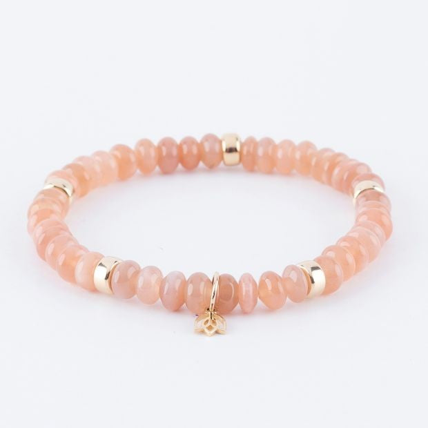 Y & G Jewelry Armband met Maansteen & 14 Karaats Goud 7037