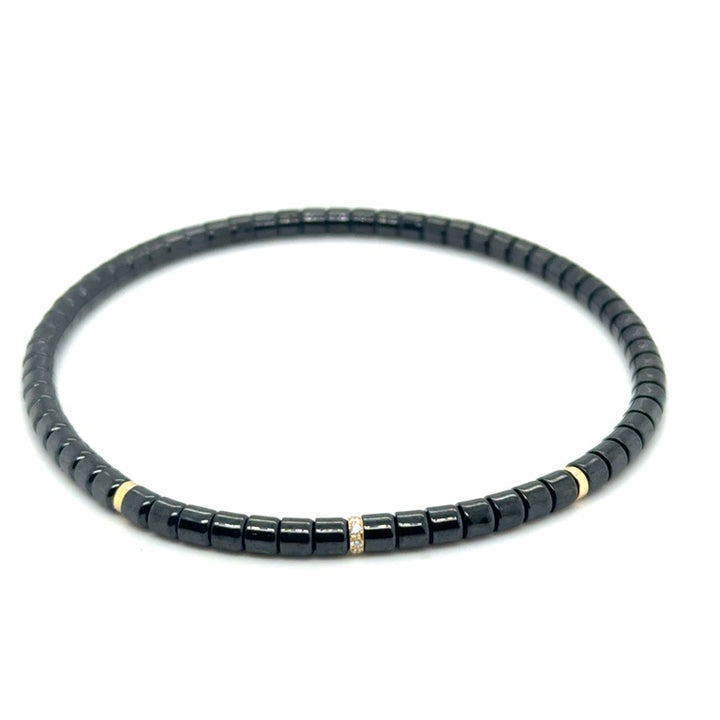 Orotech 18 kt Armband B17132NYW Zwart Keramiek met Diamant 0.04 ct