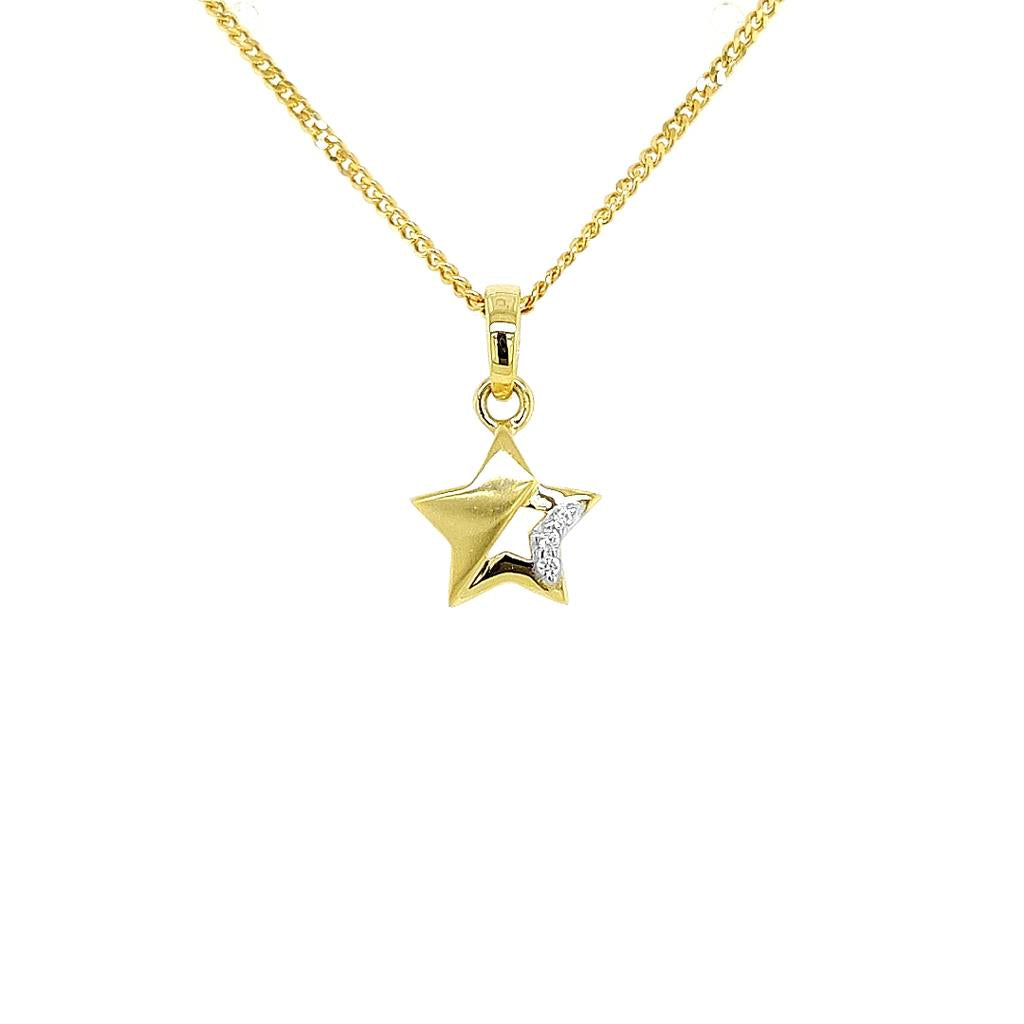 14 kt Geelgouden hanger Ster met Zirkonia steentje