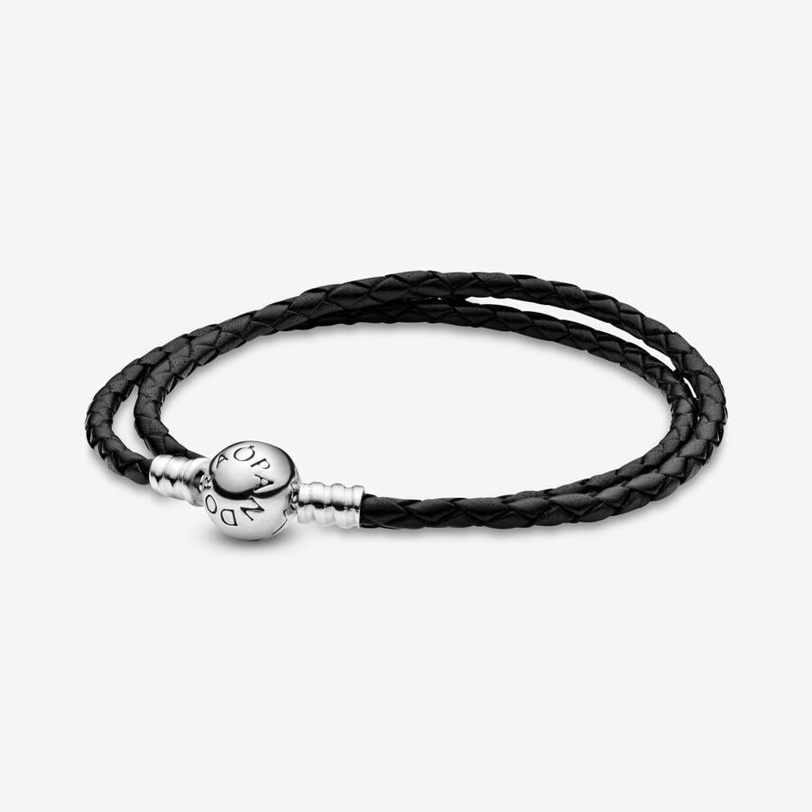 Silver leather bracelet, doubl 590745CBK-D2