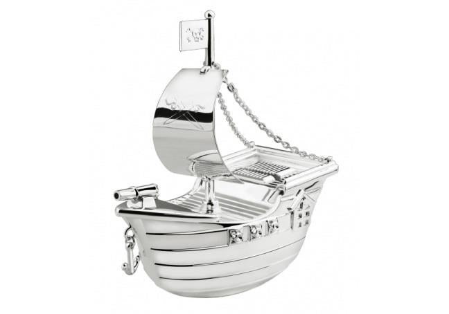 Zilverstad 6179261 Spaarpot Piratenboot verzilverd gelakt 66 x 135 x 150 mm