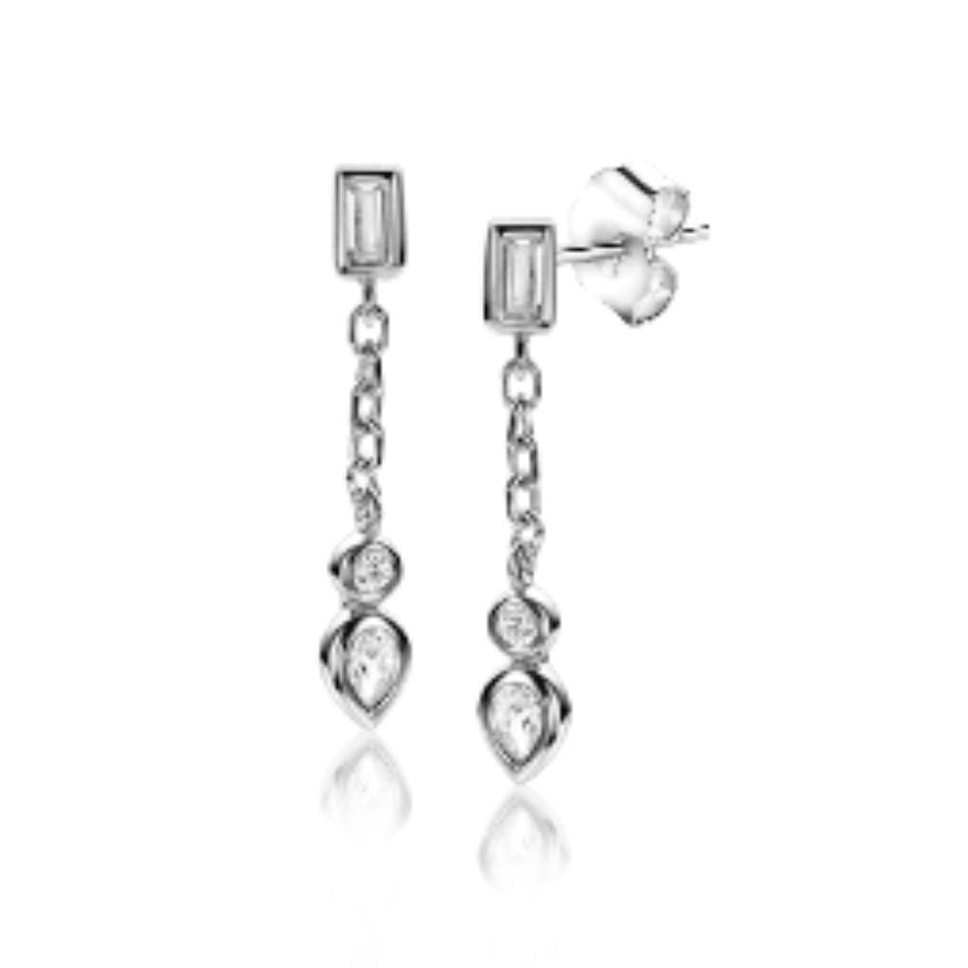 ZINZI zilveren oorstekers 20mm witte zirconia's ovaal ZIO2267