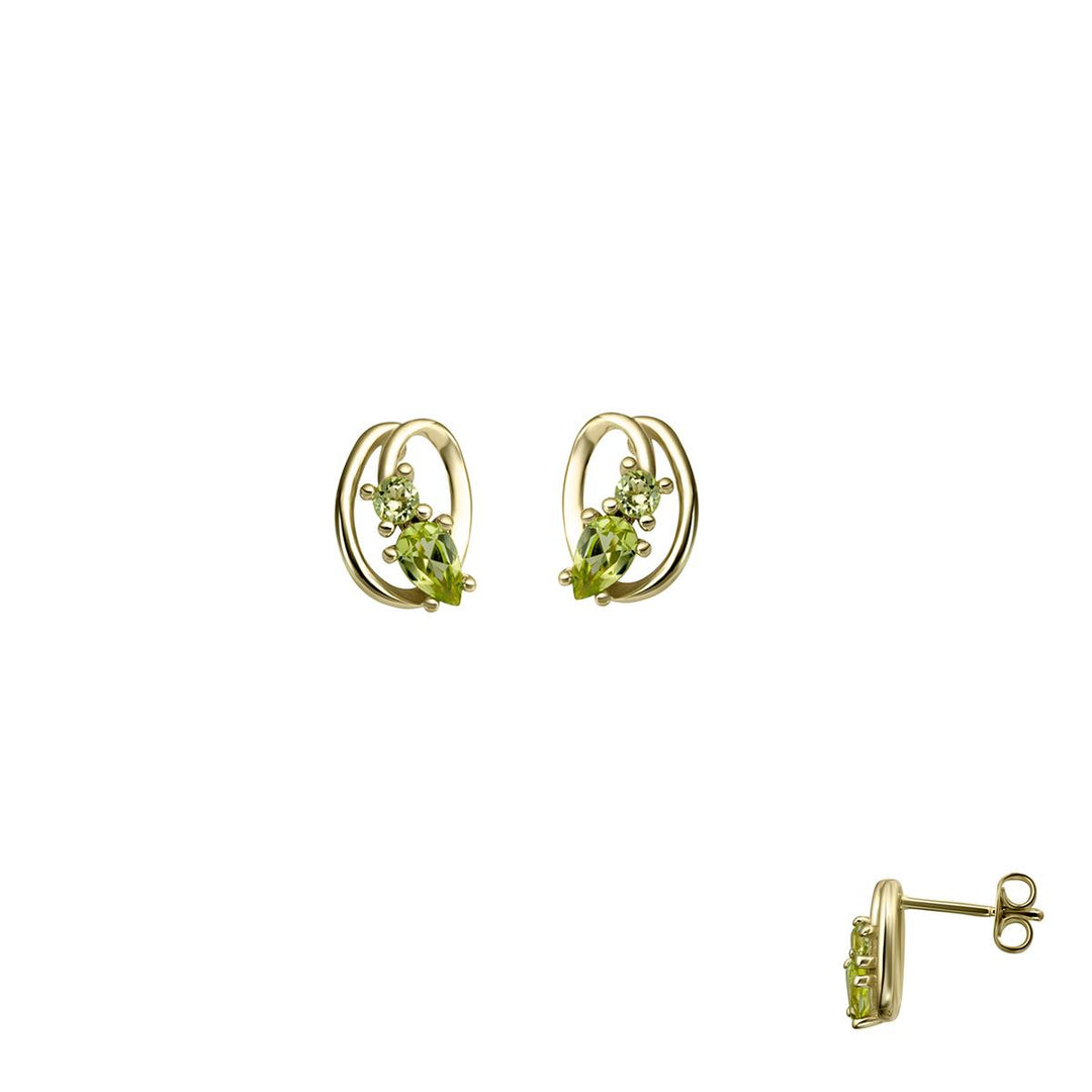 18 kt Oorstekers op oor Geelgoud Peridot 067924D