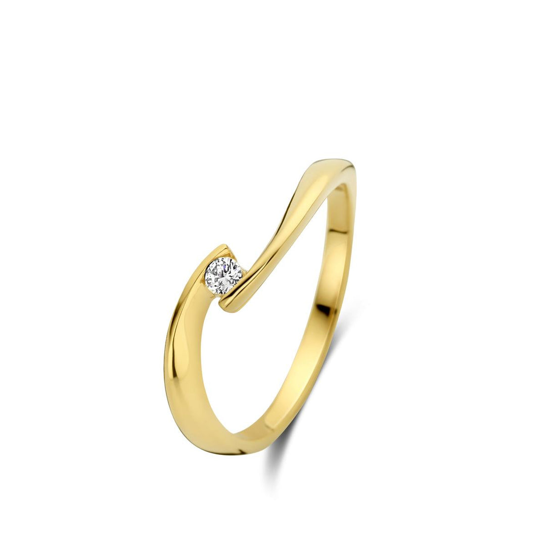 RING SOLITAIRE Wit goud 18 kt 0.06 ct Geelgoud