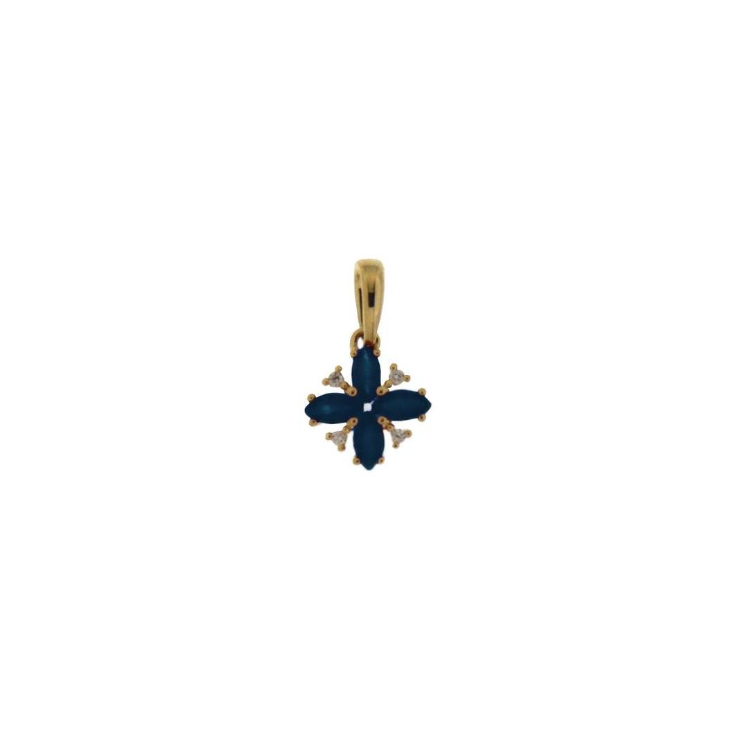 18 kt hanger bloemvorm saffier en diamant 068107SA