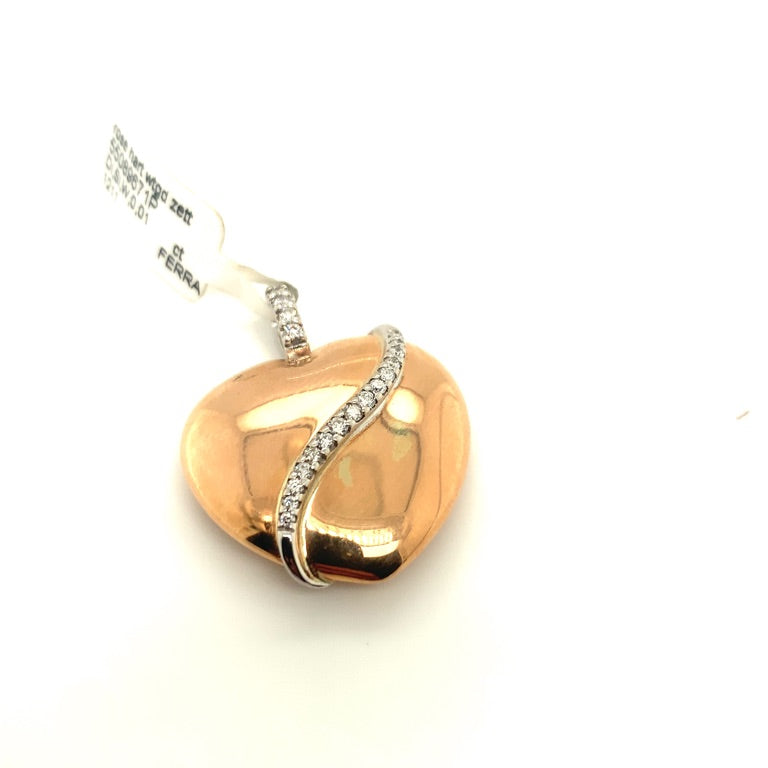 14 kt rose hart hanger incl diamant 0.24 ct