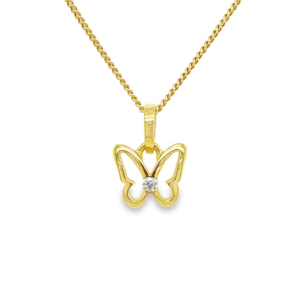 14 kt Geelgouden hanger Ster met Zirkonia steentje