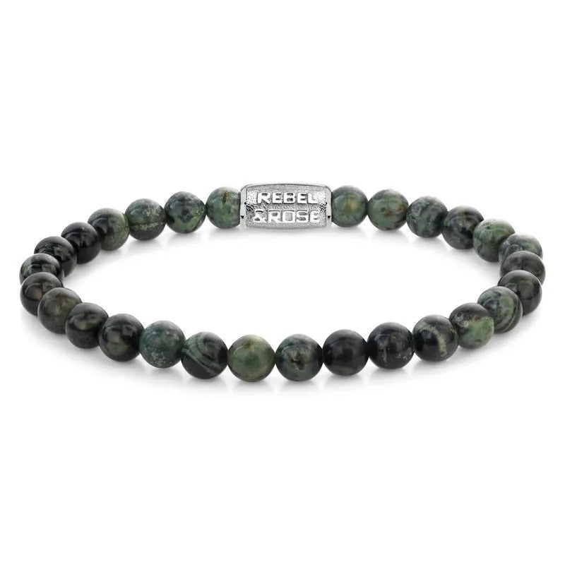 Rebel and Rose Green Rocks RR-60139-S-L Armband 6mm Groen 19cm