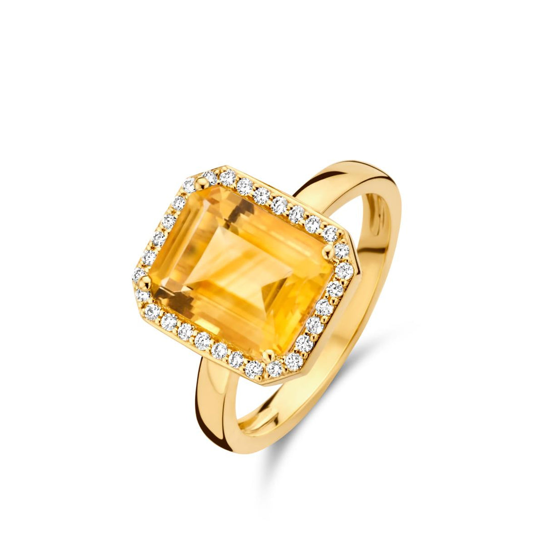 Etna ring in 18K yellow gold with citrine and diamonds 064514/JA
