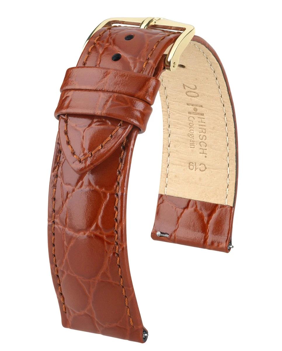 HIRSCH CROCOGRAIN M GOLDEN BROWN CALF 18/16MM