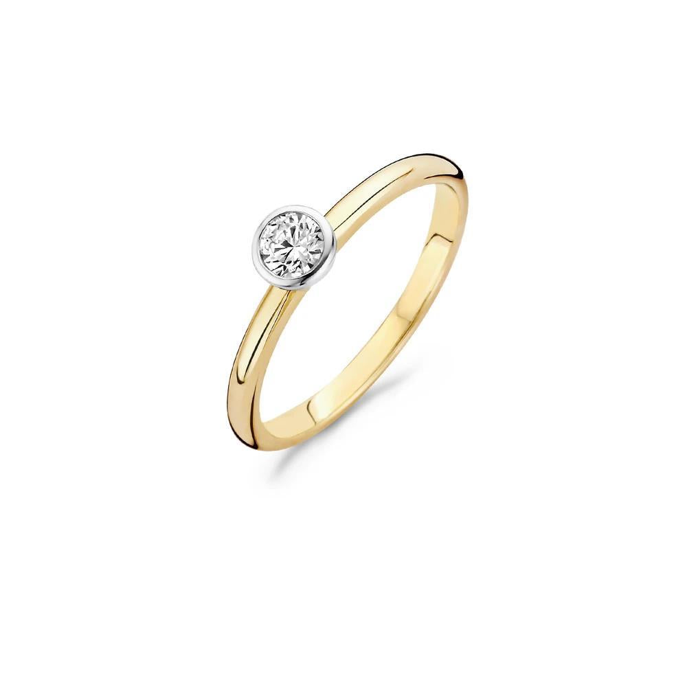 Ring - Geel en Wit Goud (14Krt.) met Zirco 1124BZI