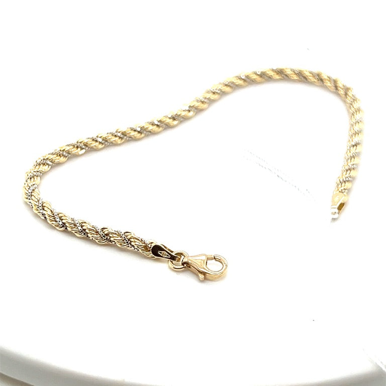 14 kt koord armband bicolor 3.3 mm 19 cm