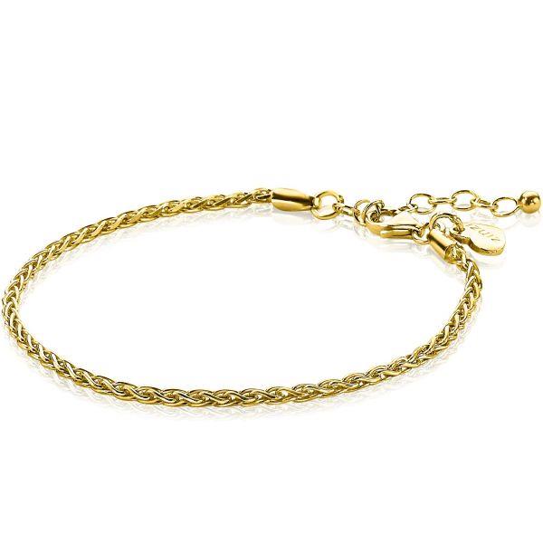 ZINZI zilveren schakelarmband geelverguld palmier 2mm breed