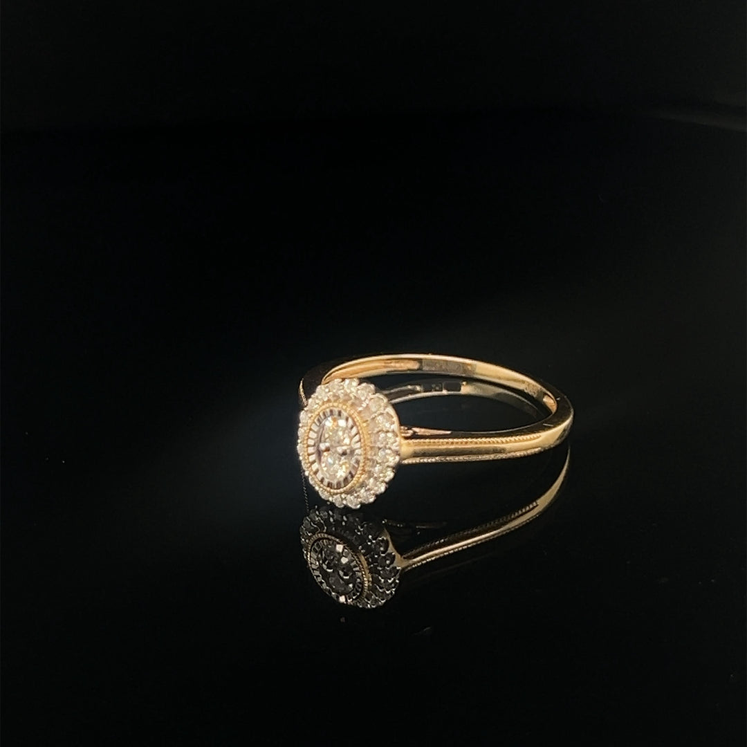 14 kt ring entourage Tw/Si 0.20ct