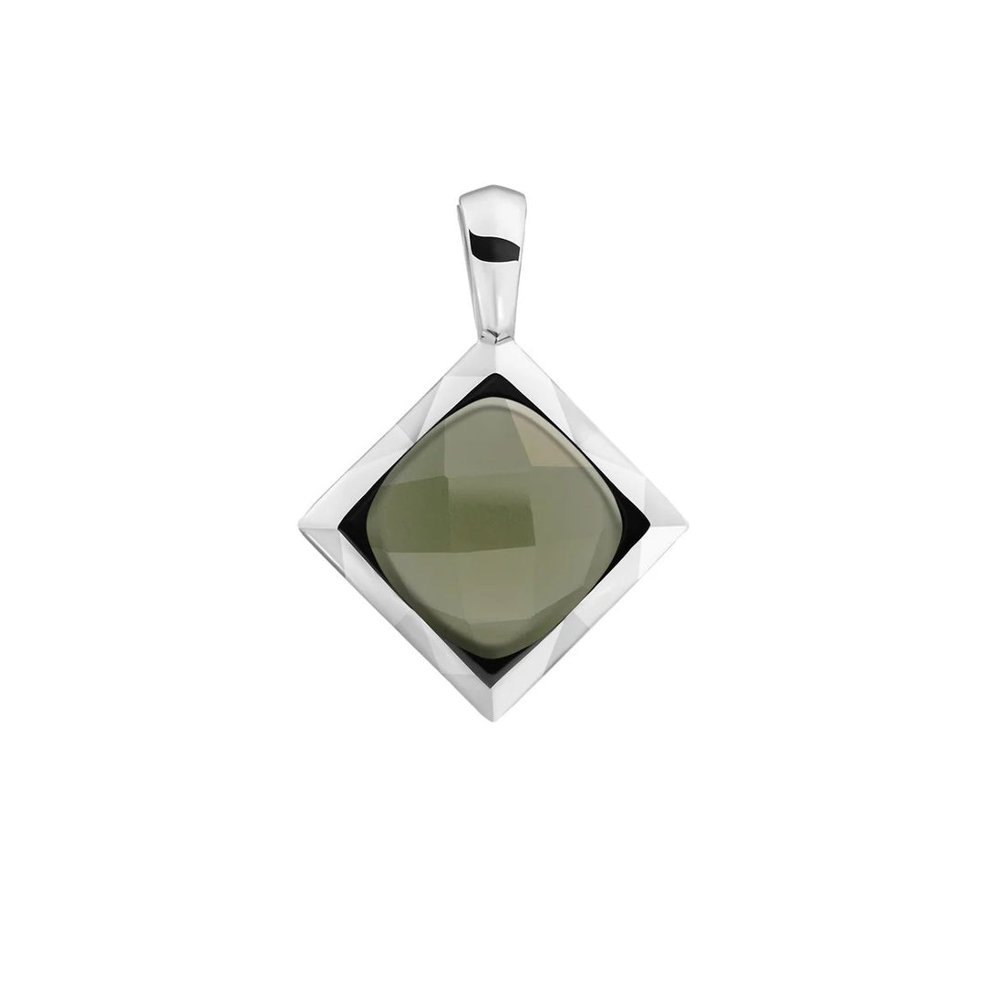 Pendant | Lime Jade Cushion Cut Amulet - Silver SP32-G64
