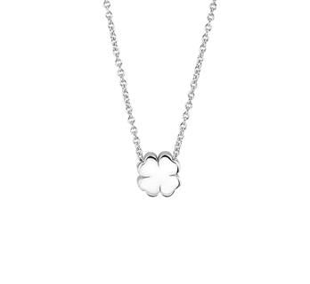 Zilveren Collier met hanger klaver