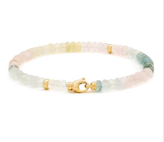 14 kt Geelgouden Aquamarijn Armband met Karabijnsl