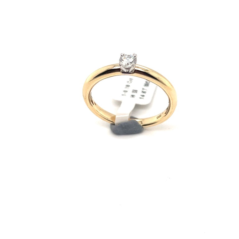 Dames14 kt ring solitair diamant 0.18 ct H Vs1