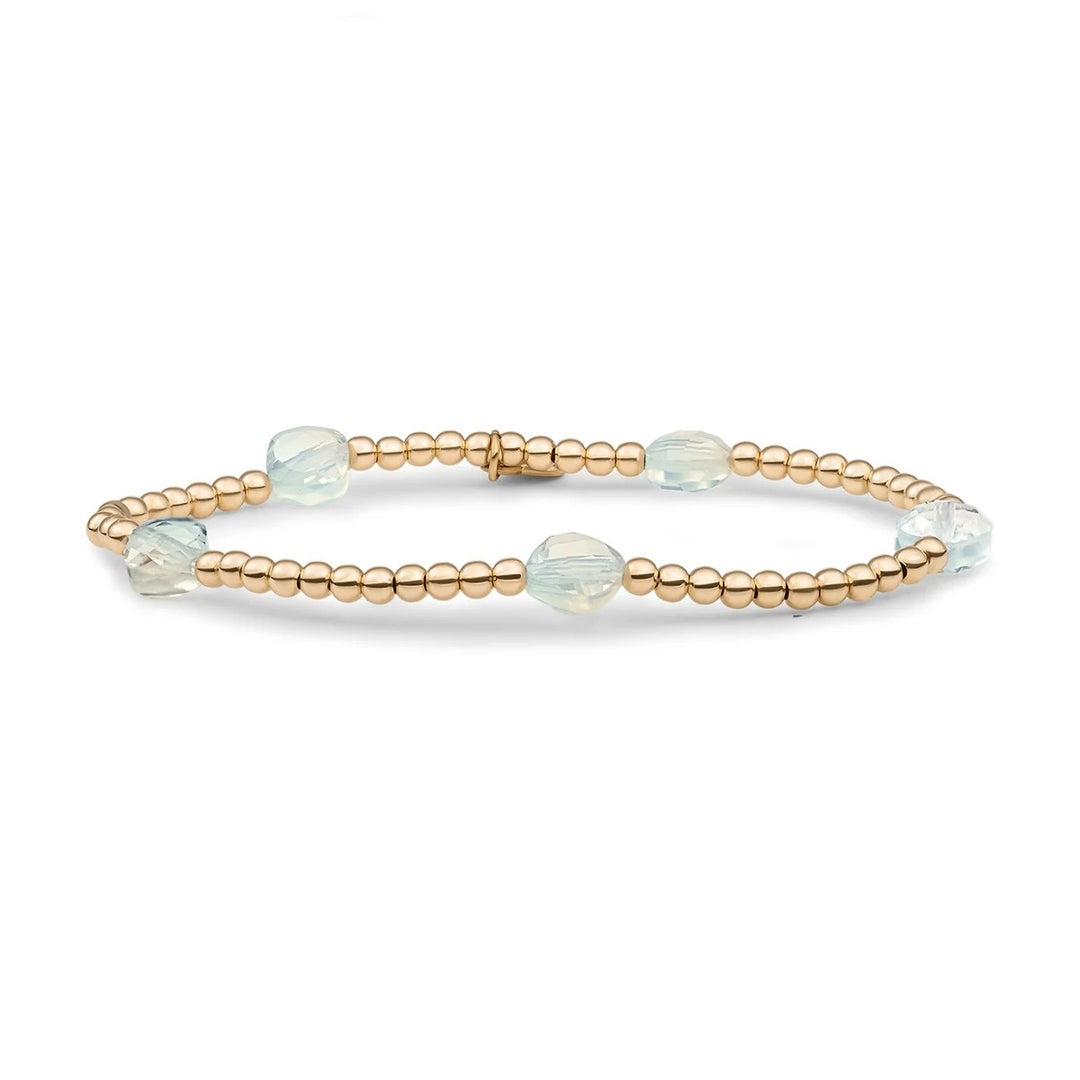 Bracelet | SB-G-3MM-CC-G14 Opalite Cushion Cut Beads - Gold