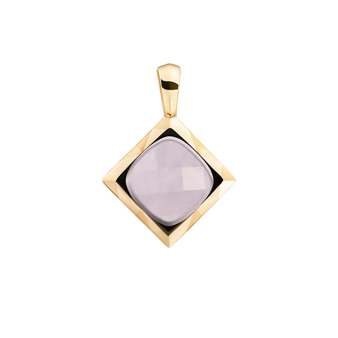 Rose Quartz Cushion Cut Amulet - Gold SPG32-G13