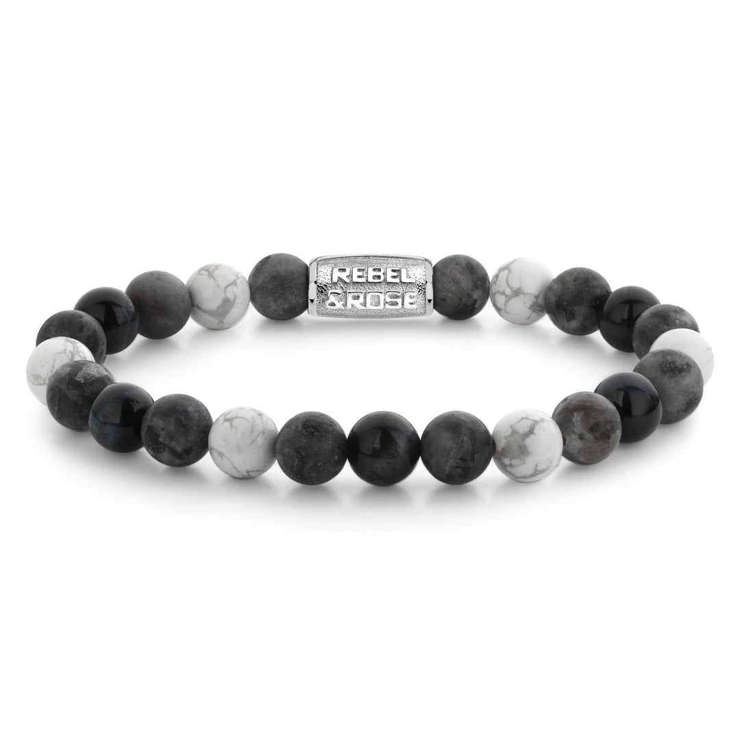 Rebel and Rose Ocean Rocks Kralen Grijs Zwart 8mm RR-80116-S-M