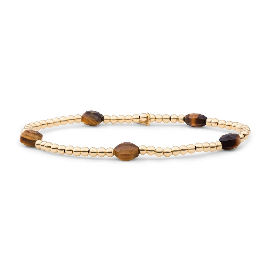 Bracelet | Tiger Eye Cushion Cut Beads - Gold SB-G-3MM-CC-G09