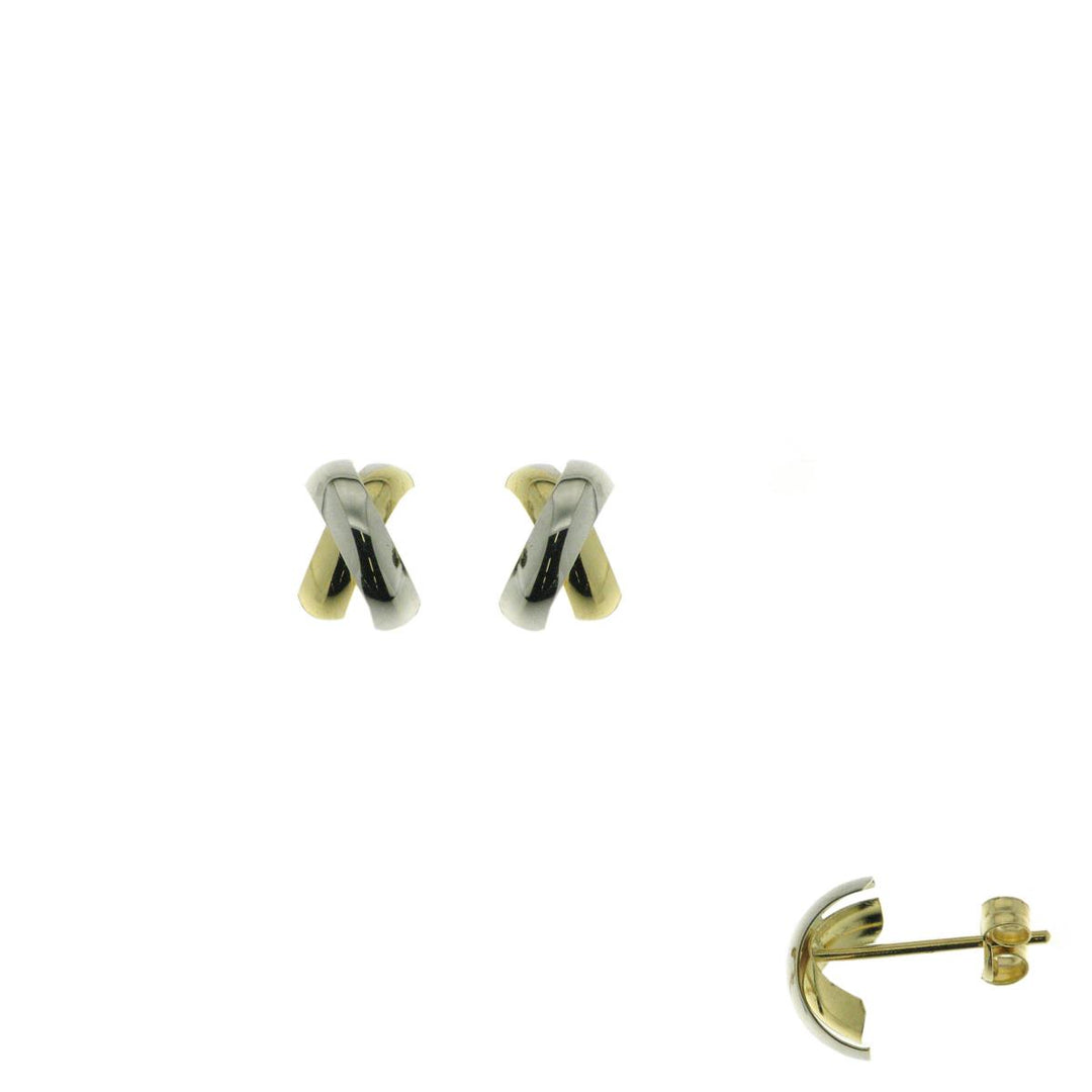 18 kt oorstekers bicolor 059007