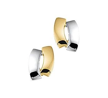 14 kt Bicolor oorknoppen wit en geelgoud 42.07717