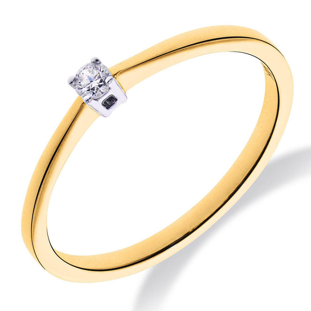 Solitaire ring 4-poots massieve band 1-0.10 Crt