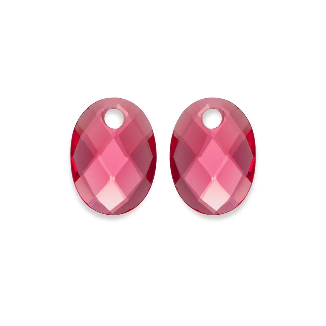 Earstones | Medium Oval Fuchsia Quartz
