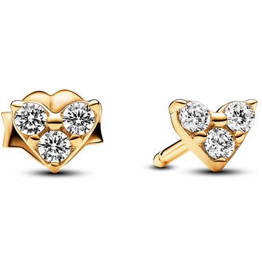 PANDORA 263003C01 OORKNOPPEN TRIPLE STONE HEART ZI