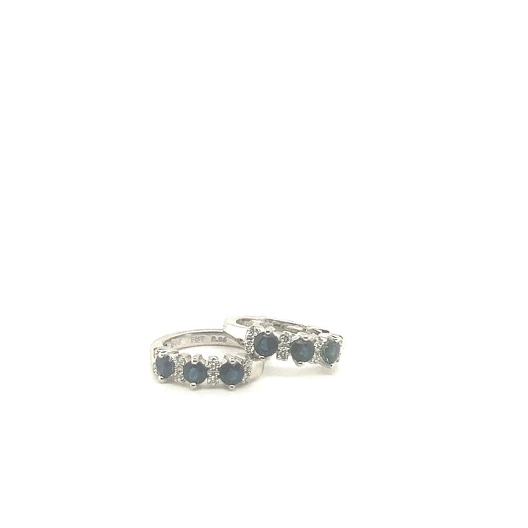 14 kt oorringen diamant en saffier