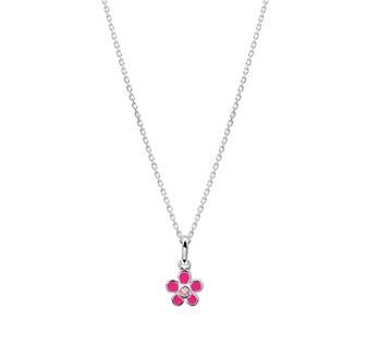 Kinderketting met roze zirkonia en bloem – schattig en sprankelend