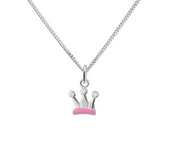 *Zilveren Ketting met Zirkonia Rij en kroon voor Meisjes
