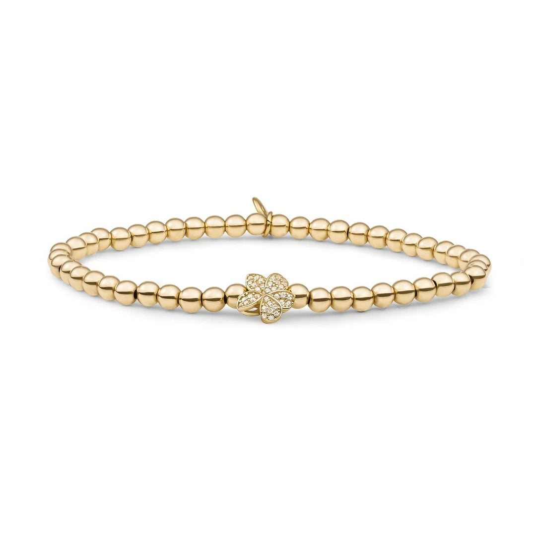 Bracelet | Flora Disc Gold - White CZ SB-G-4MM-FLOWER