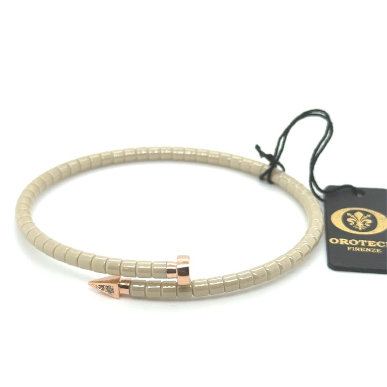18kt Orotech Bracelet Beige Ceramic B10-22CRB 0.03ct