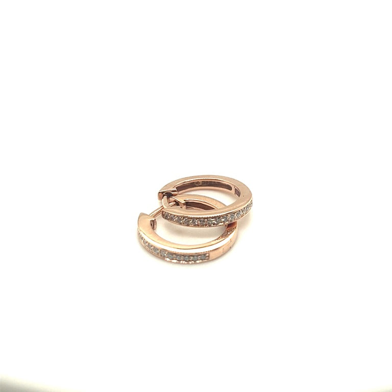 14k rose gouden oorcreolen met diamant