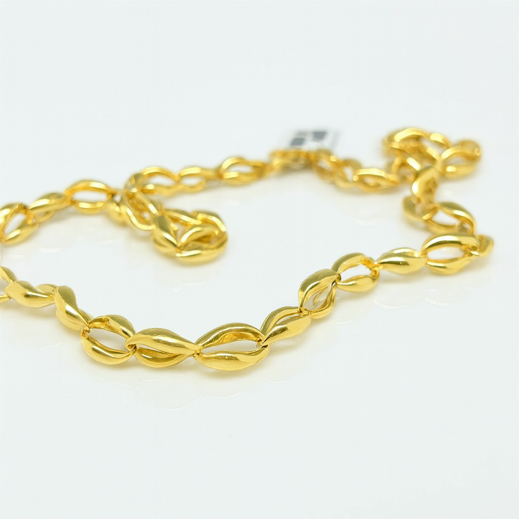 14 kt collier fantasie open schakel druppelvorm
