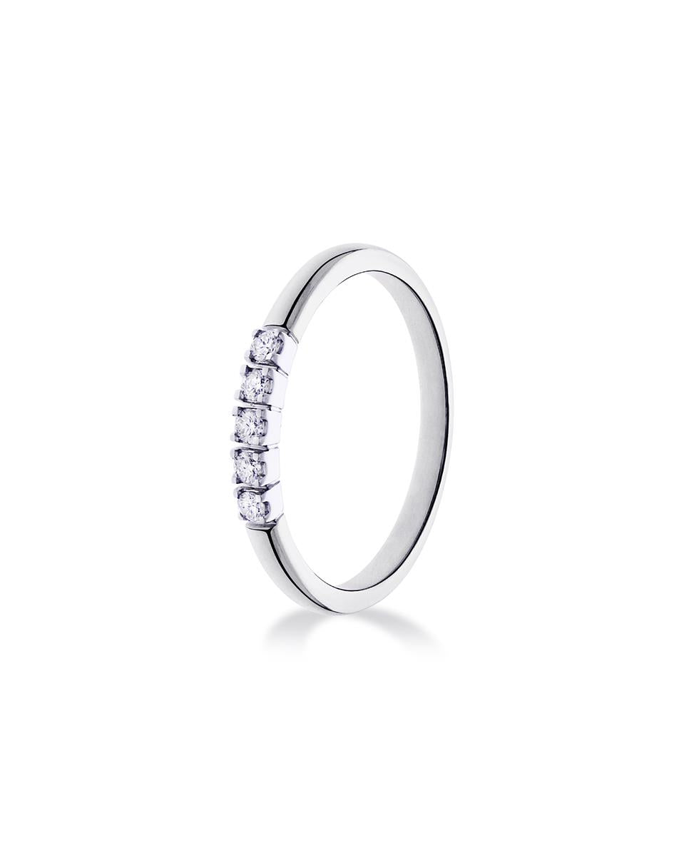 14 kt witgouden memoire ring 0.10crt H Si