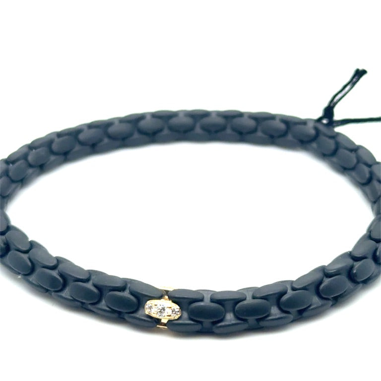 18kt Orotech Bracelet Black Ceramic Diamond 0.15ct B16-32SYW