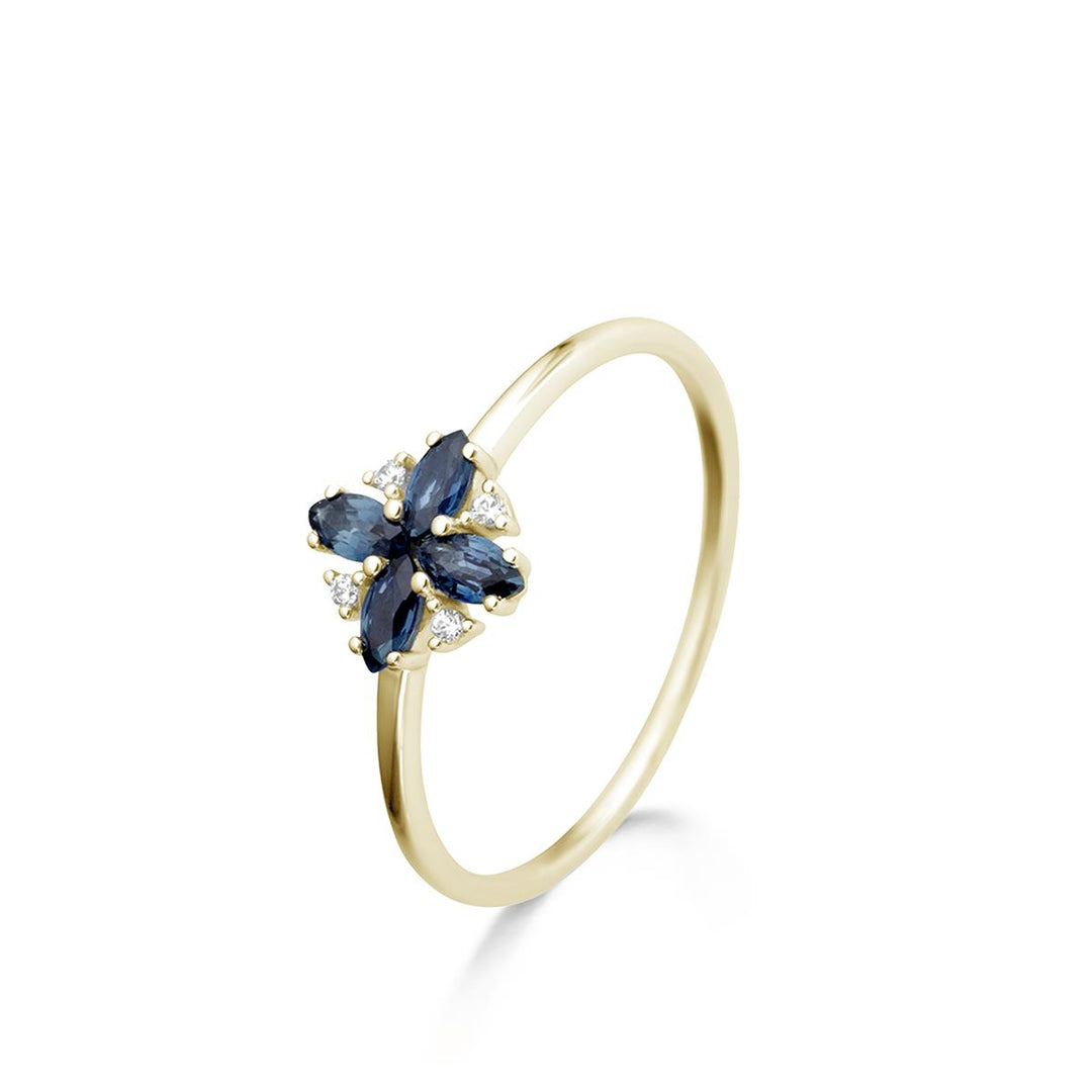 18 kt 067926SA ring saffier en diamant bloemmotief
