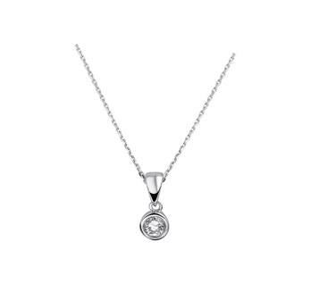 zilveren collier met solitair hanger Zirkonia