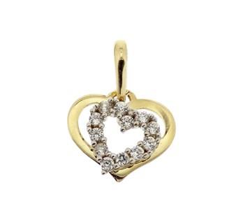 14 kt geelgouden hart hanger zirkonia