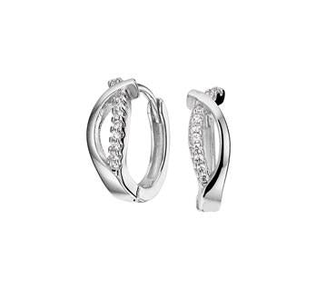 Zilveren oorringen zilver met zirkonia 13 mm